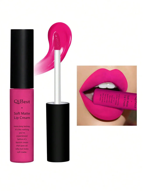 SHEIN QIBEST Soft Matte Lip Cream,Highly Pigmented Long-Lasting Wear Non-Stick Cup Liquid Lipstick