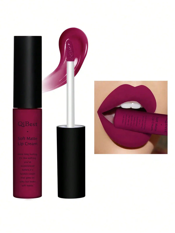 SHEIN QIBEST Soft Matte Lip Cream,Highly Pigmented Long-Lasting Wear Non-Stick Cup Liquid