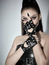 ROMWE Goth 1 Pair Women Rivet Leather Fingerless Gloves