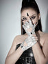 ROMWE Goth 1 Pair Women's Rivet Leather Fingerless Gloves