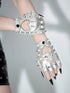 ROMWE Goth 1 Pair Women's Rivet Leather Fingerless Gloves