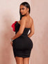 Radiana Elegant Black Strapless Ruched Bodycon Mini Dress