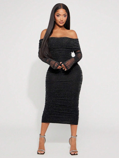 Radiana FallWinter Women's Sexy & Elegant Black Shiny Metallic