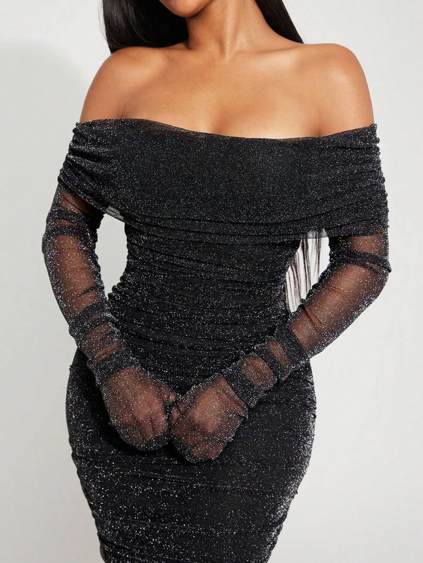 Radiana FallWinter Women's Sexy & Elegant Black Shiny Metallic