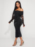 SHEIN Radiana Fall/Winter Women's Sexy & Elegant Black Shiny Metallic