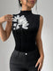 SHEIN Floral Decal Collar Slim Fit Elegant Sleeveless Camisole