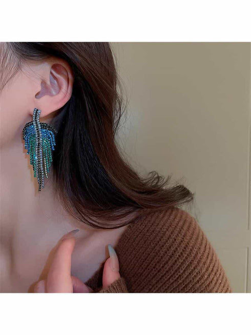 Rhinestone Tassel Drop Earrings