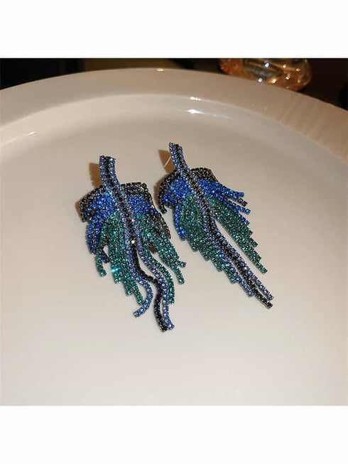 SHEIN Rhinestone Tassel Drop Earrings