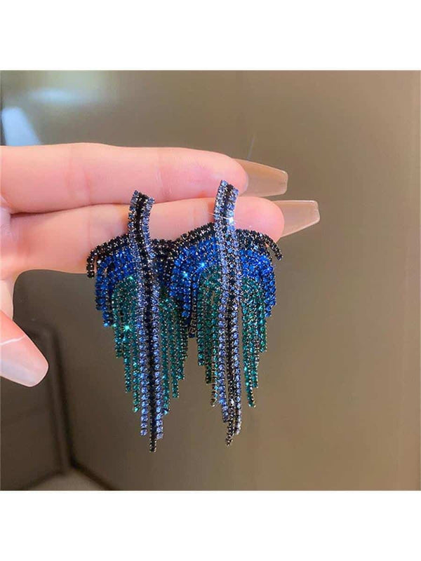 Rhinestone Tassel Drop Earrings