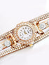 SHRIN Rhinestone Decor Quartz Wrap Watch