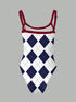 SHEIN Rovax Women's Rhombus Print Fashionable Sexy Bodysuit