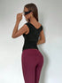SHEIN V-Neck Solid Color Fitted Sleeveless Pleated T-Shirt