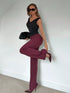 SHEIN V-Neck Solid Color Fitted Sleeveless Pleated T-Shirt