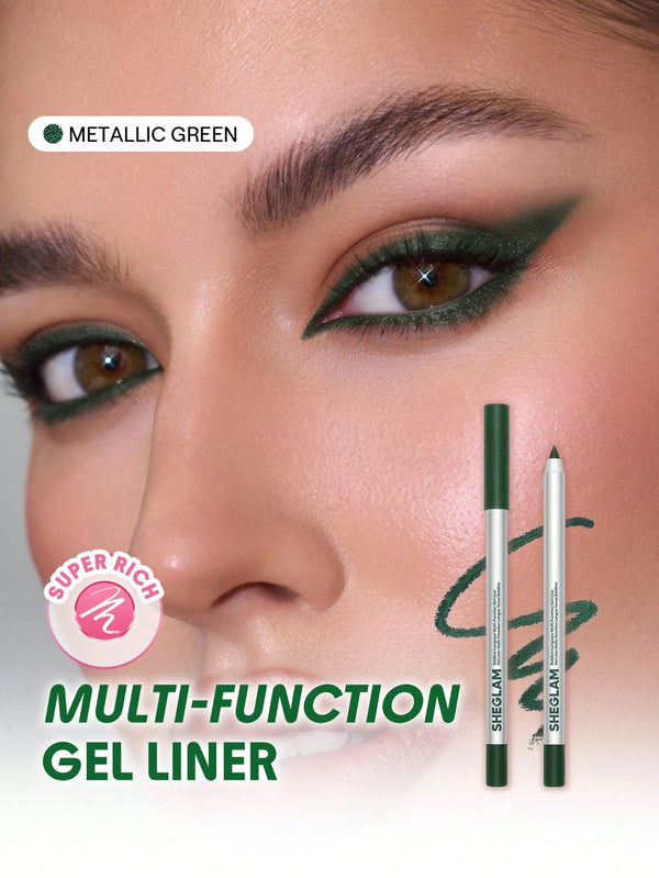 SHEIN SHEGLAM Boldline Longwear Multi-Function Gel Liner-Metallic Green Kohl Kajal Henna Brand Beauty Make