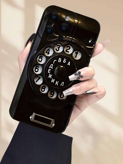 SHEIN 1pc Retro Black Telephone Printed 2D Pattern