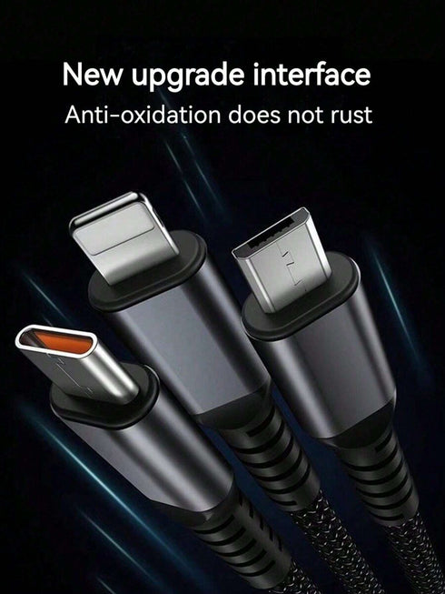 SHEIN 3-In-1 100W 5A Fast Charging USB To Type-C Micro Fast Charging Cable Compatible