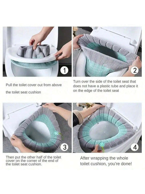 طقم غطاء مقعد المرحاض الناعم القابل للعكس من شي إن، قطعة واحدة