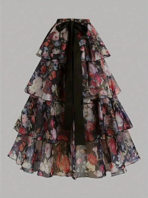 SHEIN Floral Print Sexy Party Satin Ribbon Sexy Fashion Romantic Party Style Spaghetti Strap