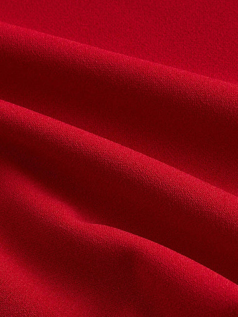 SHEIN SHEIN MOD Women Gigot Sleeve Bow Tie Neck Red Dress