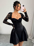 SHEIN Relinas Holiday Costume Skirt Christmas Party Ball White Lace Long Sleeve