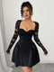 SHEIN Relinas Holiday Costume Skirt Christmas Party Ball White Lace Long Sleeve