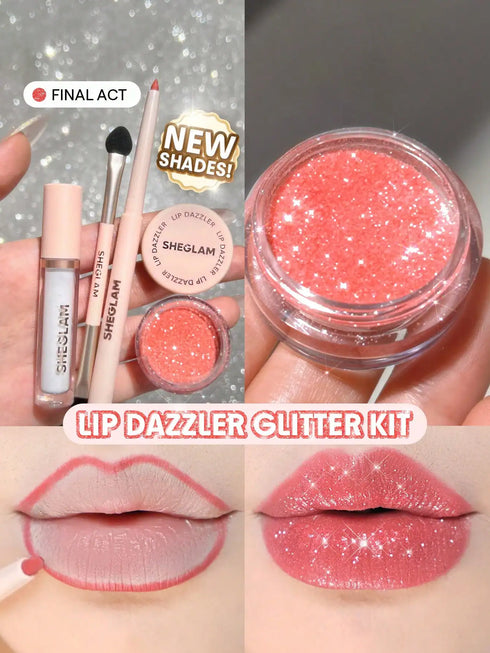 SHEIN SHEGLAM Lip Dazzler Glitter Kit-Final Act Lip Combo Brand Beauty Makeup Face Paint
