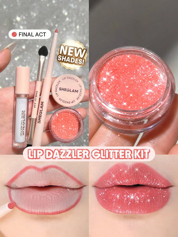 SHEIN SHEGLAM Lip Dazzler Glitter Kit-Final Act Lip Combo Brand Beauty Makeup Face Paint