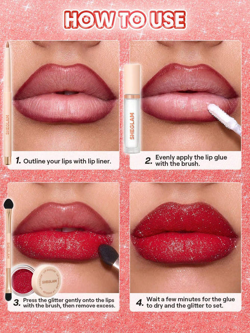 SHEIN SHEGLAM Lip Dazzler Glitter Kit-Final Act Lip Combo Brand Beauty Makeup Face Paint