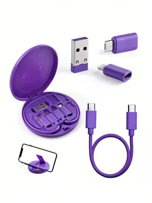 حامل هاتف مزود بمحول USB من SHEIN، وحافظة تخزين