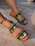 SHEIN 1 Pair Women's Colorful Bohemian Style Flat Sandals, Fashion Elegant Casual Beach Holiday Slippers00