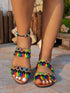 SHEIN 1 Pair Women's Colorful Bohemian Style Flat Sandals, Fashion Elegant Casual Beach Holiday Slippers0