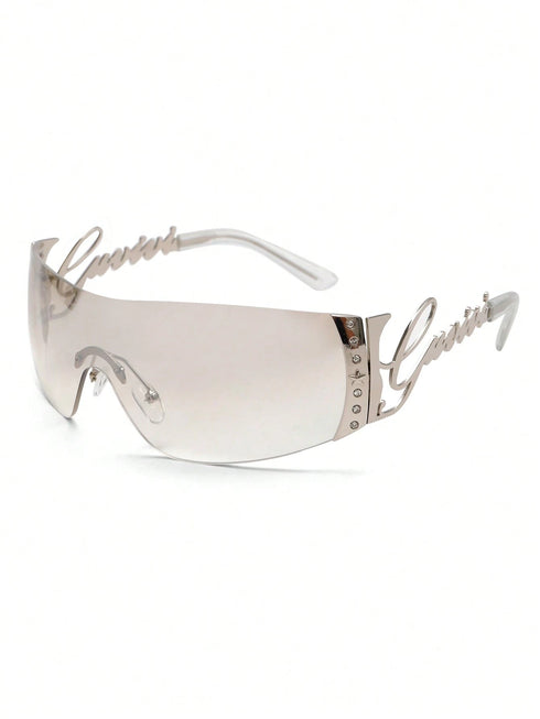 SHEIN 1 Pair Y2K Wraparound Fashion Glasses, Millennium Futuristic Style, Monobloc Personalized Colleg0
