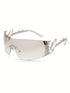 SHEIN 1 Pair Y2K Wraparound Fashion Glasses, Millennium Futuristic Style, Monobloc Personalized Colleg0