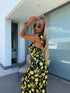 SHEIN 1 Piece All-Over Floral Print Boho Elegant Woven High Slit Dress, Everyday Summer Wear Vacation Black00