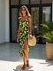 SHEIN 1 Piece All-Over Floral Print Boho Elegant Woven High Slit Dress, Everyday Summer Wear Vacation Black