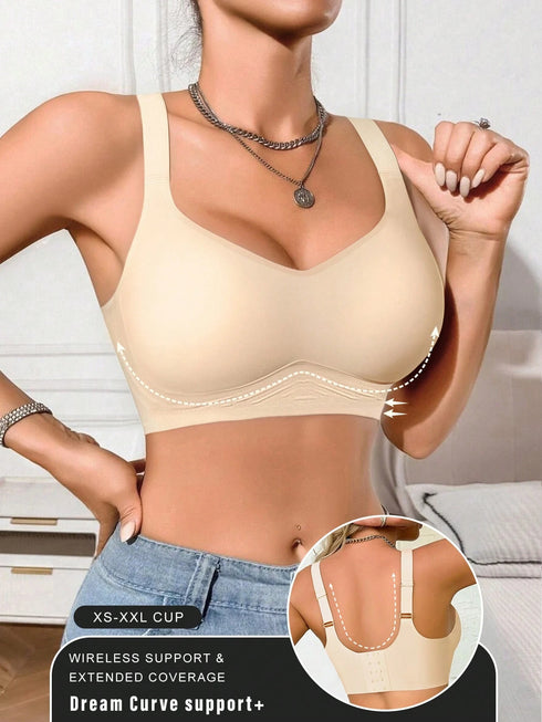 SHEIN 1pc Casual Comfortable Green Wireless Seamless Bra For Women0