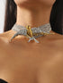 SHEIN 1pc Exaggerated Fashionable Bird Swallow Multi-Layer Rhinestone Necklace, Vintage Chic Necklace For Women