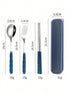 SHEIN 1pc Festival Tableware Set 3pcs Stainless Steel Portable Cutlery Set (Chopsticks, Spoon, Fork) Suitable For Parties3