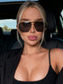 SHEIN 1pc Large Frame Metal Double Bridge Aviator Fashion Glasses, Women's Fashion Eyewear For Summer Vacation0