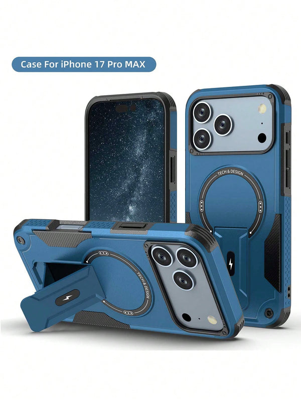 Blue phone case with ring holder for iPhone 17 Pro Max on a white background