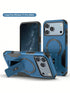 Blue phone case with ring holder for iPhone 17 Pro Max on a white background
