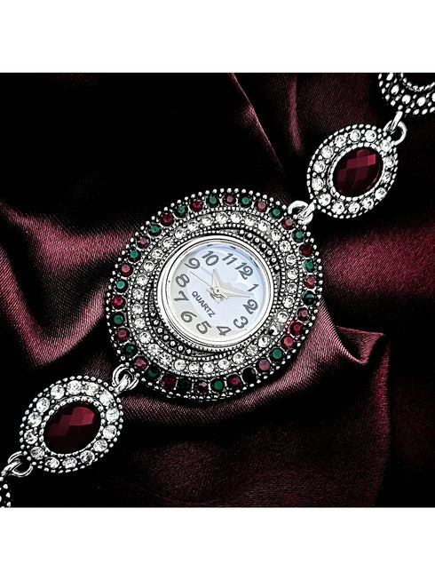 SHEIN 1pc Vintage Style Women's Quartz Bracelet Watch, Fashion Luxury Bohemian Arabic Numeral Dial, Suitable As Gift0