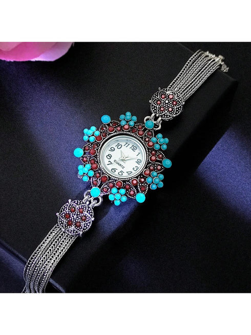 SHEIN 1pc Vintage Style Women's Quartz Bracelet Watch, Fashion Luxury Bohemian Design With Arabic Numeral Dial, Ideal1
