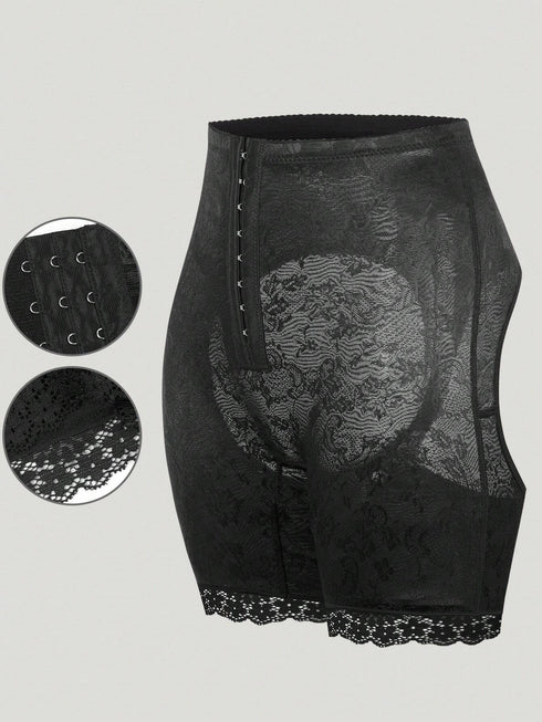 SHEIN 1pc Women Lace Hem High Waist Shaping Shorts