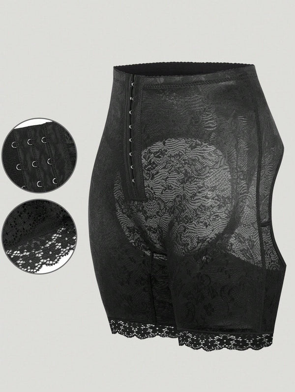 SHEIN 1pc Women Lace Hem High Waist Shaping Shorts