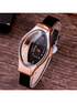 SHEIN 1pc Women's Fashionable Elegant & Cute Elliptical Watch With Rhinestone & Leather Strap, Quartz Wristwatch0