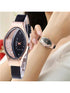 SHEIN 1pc Women's Fashionable Elegant & Cute Elliptical Watch With Rhinestone & Leather Strap, Quartz Wristwatch