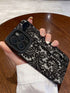SHEIN 1pc Wrist Strap Lace Floral Painted Perforated Pattern Shockproof Painted Phone Case Compatible With0