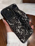 SHEIN 1pc Wrist Strap Lace Floral Painted Perforated Pattern Shockproof Painted Phone Case Compatible With