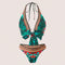SHEIN 2025 New European & American Style Women Floral Print Halter Bikini Set, Sexy Fitted Swimwear, For Summer Beach